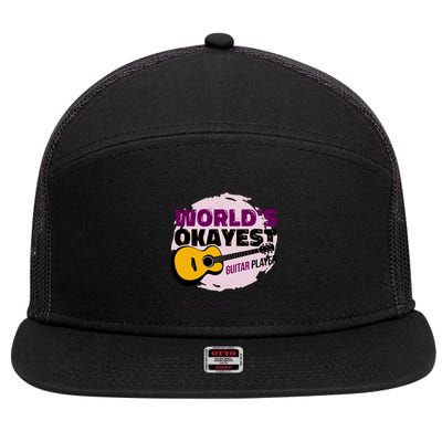 World's Okayest Guitar Player 7 Panel Mesh Trucker Snapback Hat