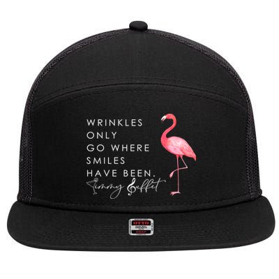 Wrinkles Only Go Where Smiles Have Been Cute Flamingo 7 Panel Mesh Trucker Snapback Hat