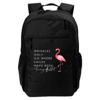 Wrinkles Only Go Where Smiles Have Been Cute Flamingo Backpack