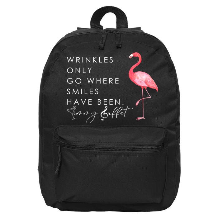 Wrinkles Only Go Where Smiles Have Been Cute Flamingo 16 in Basic Backpack