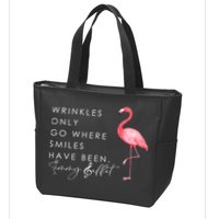 Wrinkles Only Go Where Smiles Have Been Cute Flamingo Zip Tote Bag
