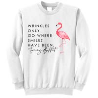 Wrinkles Only Go Where Smiles Have Been Cute Flamingo Sweatshirt
