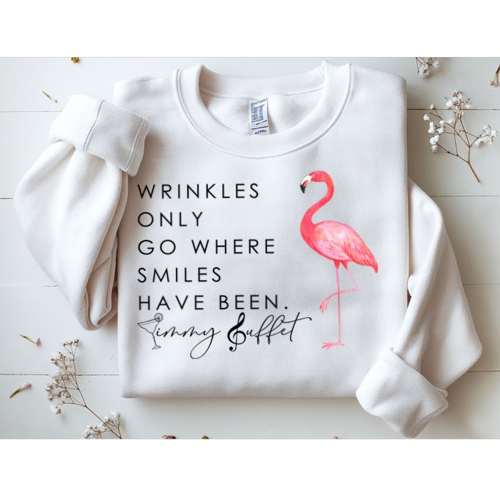 Wrinkles Only Go Where Smiles Have Been Cute Flamingo Sweatshirt