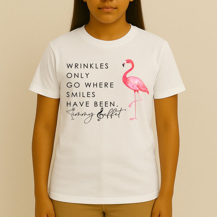 Wrinkles Only Go Where Smiles Have Been Cute Flamingo T-Shirt