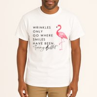Wrinkles Only Go Where Smiles Have Been Cute Flamingo Tall T-Shirt