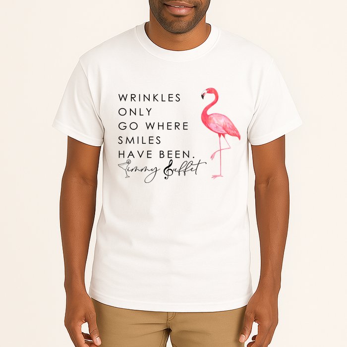 Wrinkles Only Go Where Smiles Have Been Cute Flamingo Tall T-Shirt