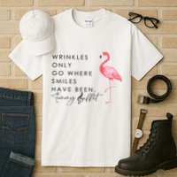Wrinkles Only Go Where Smiles Have Been Cute Flamingo Tall T-Shirt