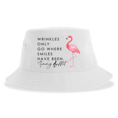 Wrinkles Only Go Where Smiles Have Been Cute Flamingo Sustainable Bucket Hat