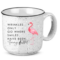 Wrinkles Only Go Where Smiles Have Been Cute Flamingo 15oz Campfire Ceramic Mug