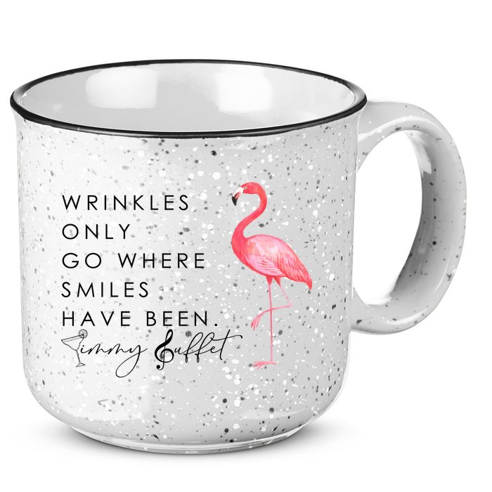 Wrinkles Only Go Where Smiles Have Been Cute Flamingo 15oz Campfire Ceramic Mug