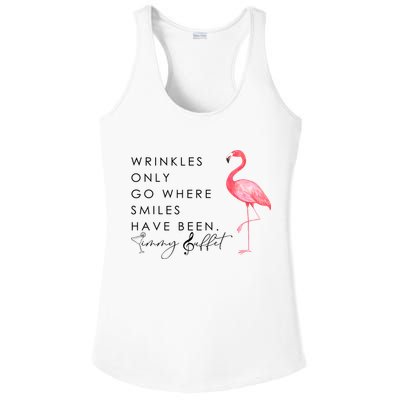 Wrinkles Only Go Where Smiles Have Been Cute Flamingo Ladies PosiCharge Competitor Racerback Tank