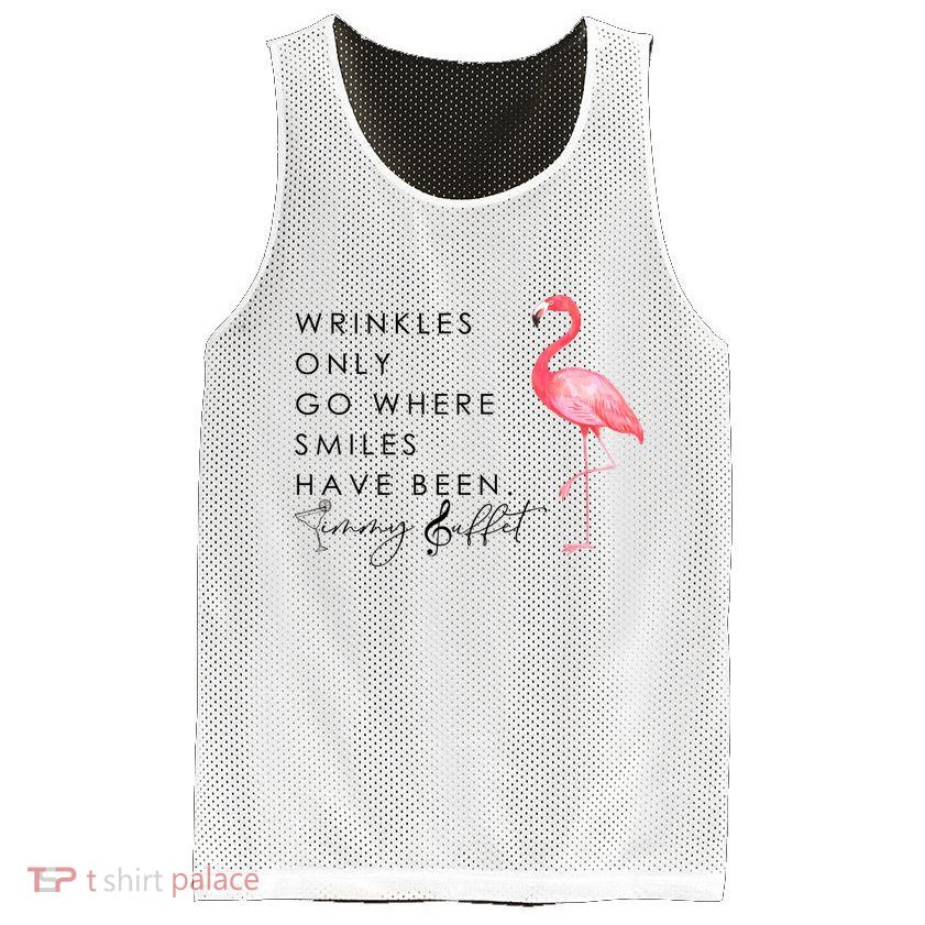 Wrinkles Only Go Where Smiles Have Been Cute Flamingo Mesh Reversible Basketball Jersey Tank