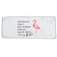Wrinkles Only Go Where Smiles Have Been Cute Flamingo Large Microfiber Waffle Golf Towel