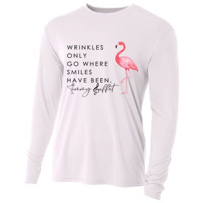 Wrinkles Only Go Where Smiles Have Been Cute Flamingo Cooling Performance Long Sleeve Crew