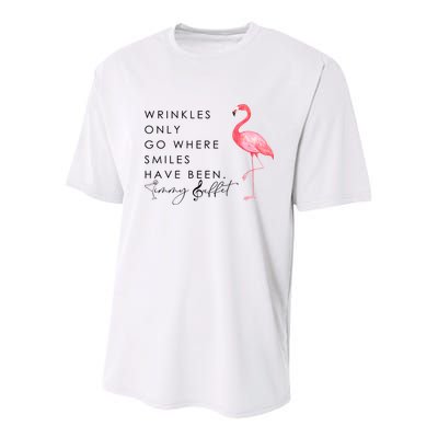Wrinkles Only Go Where Smiles Have Been Cute Flamingo Youth Performance Sprint T-Shirt