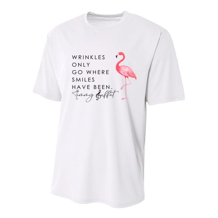 Wrinkles Only Go Where Smiles Have Been Cute Flamingo Youth Performance Sprint T-Shirt