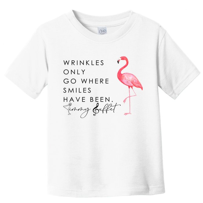 Wrinkles Only Go Where Smiles Have Been Cute Flamingo Toddler T-Shirt
