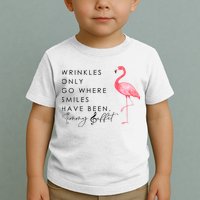 Wrinkles Only Go Where Smiles Have Been Cute Flamingo Toddler T-Shirt