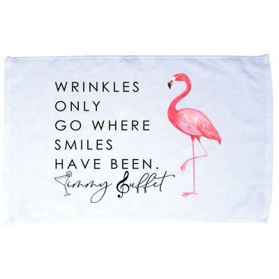 Wrinkles Only Go Where Smiles Have Been Cute Flamingo Microfiber Hand Towel