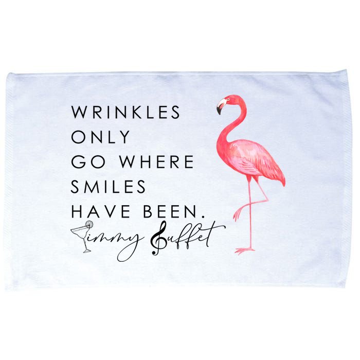Wrinkles Only Go Where Smiles Have Been Cute Flamingo Microfiber Hand Towel
