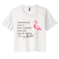 Wrinkles Only Go Where Smiles Have Been Cute Flamingo Crop Top