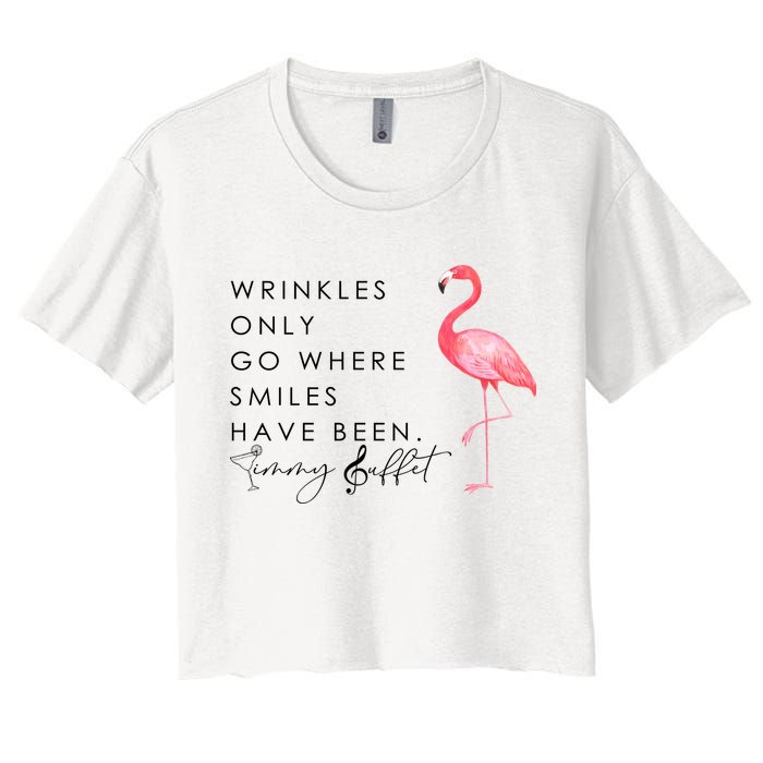 Wrinkles Only Go Where Smiles Have Been Cute Flamingo Crop Top