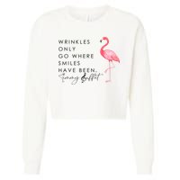 Wrinkles Only Go Where Smiles Have Been Cute Flamingo Cropped Pullover Crew