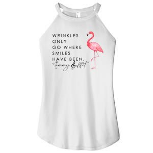 Wrinkles Only Go Where Smiles Have Been Cute Flamingo Women's Perfect Tri Rocker Tank