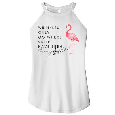Wrinkles Only Go Where Smiles Have Been Cute Flamingo Women's Perfect Tri Rocker Tank