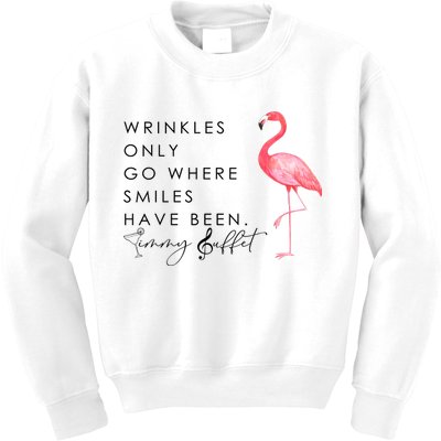 Wrinkles Only Go Where Smiles Have Been Cute Flamingo Kids Sweatshirt