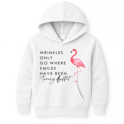 Wrinkles Only Go Where Smiles Have Been Cute Flamingo Kids Hoodie