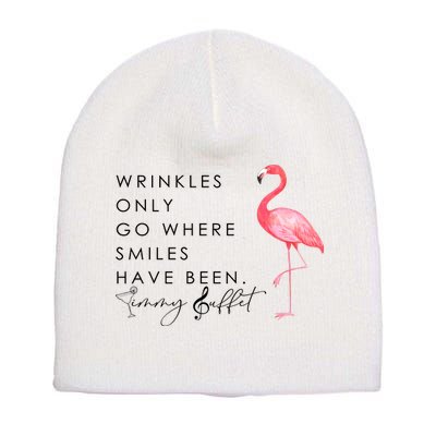 Wrinkles Only Go Where Smiles Have Been Cute Flamingo Short Acrylic Beanie