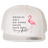 Wrinkles Only Go Where Smiles Have Been Cute Flamingo Wool Snapback Cap