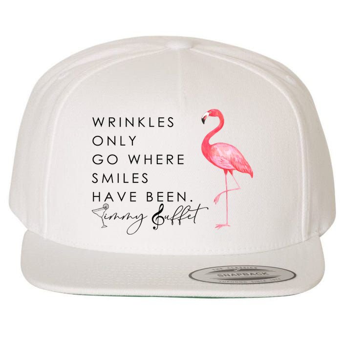 Wrinkles Only Go Where Smiles Have Been Cute Flamingo Wool Snapback Cap