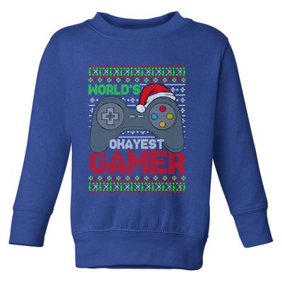 World's Okayest Gamer Funny Christmas Ugly Gaming Sweater Great Gift Toddler Sweatshirt
