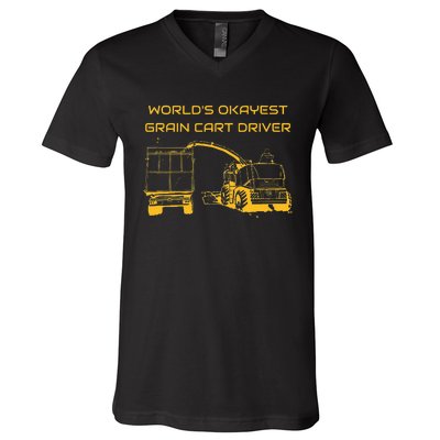 World's Okayest Grain Cart Driver funny Farming V-Neck T-Shirt