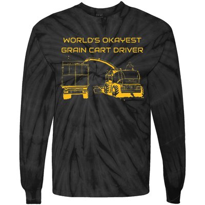 World's Okayest Grain Cart Driver funny Farming Tie-Dye Long Sleeve Shirt