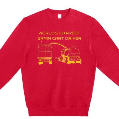 World's Okayest Grain Cart Driver funny Farming Premium Crewneck Sweatshirt