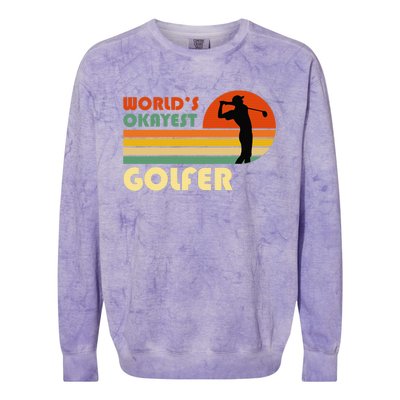 World's Okayest Golfer Funny Golf Retro Colorblast Crewneck Sweatshirt