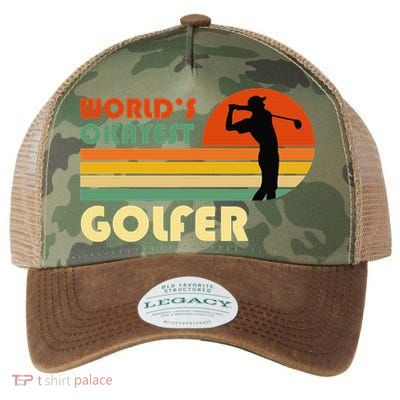 World's Okayest Golfer Funny Golf Retro Legacy Tie Dye Trucker Hat