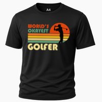 World's Okayest Golfer Funny Golf Retro Cooling Performance Crew T-Shirt