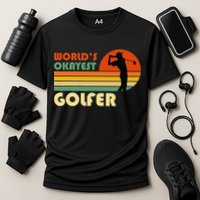 World's Okayest Golfer Funny Golf Retro Cooling Performance Crew T-Shirt