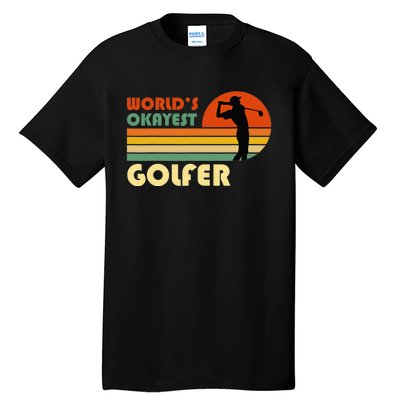 World's Okayest Golfer Funny Golf Retro Tall T-Shirt