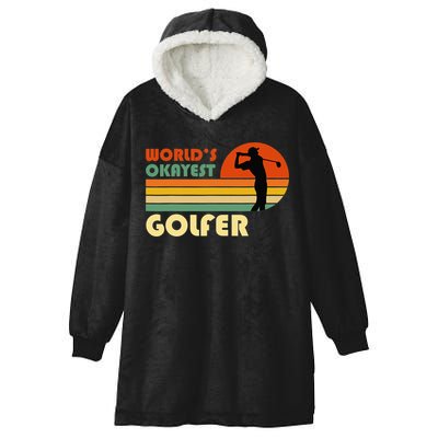 World's Okayest Golfer Funny Golf Retro Hooded Wearable Blanket