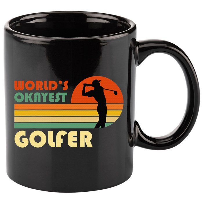 World's Okayest Golfer Funny Golf Retro 11oz C Handle Ceramic Mug