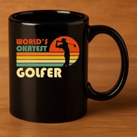 World's Okayest Golfer Funny Golf Retro 11oz C Handle Ceramic Mug