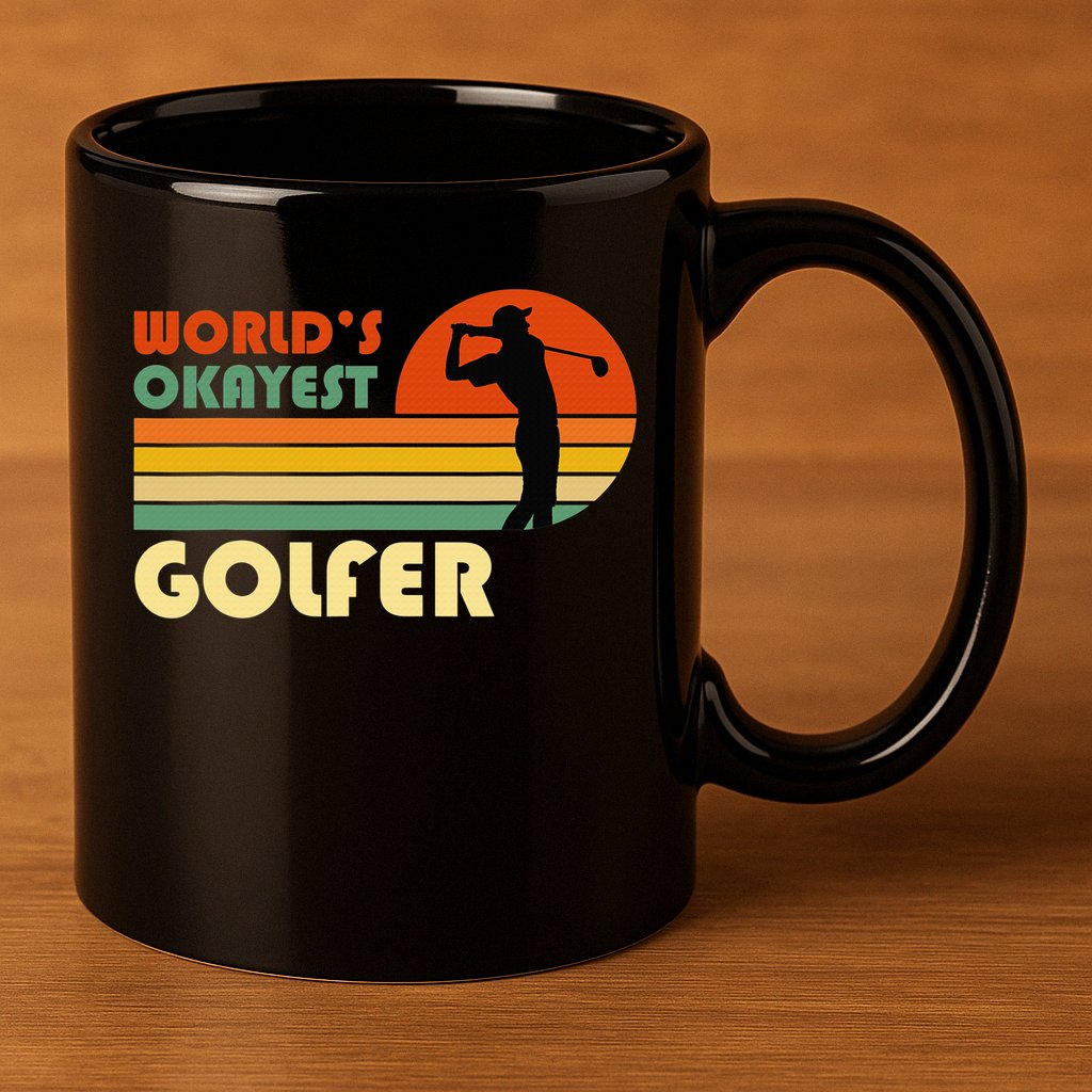World's Okayest Golfer Funny Golf Retro 11oz C Handle Ceramic Mug