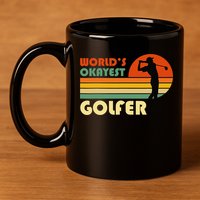 World's Okayest Golfer Funny Golf Retro 11oz C Handle Ceramic Mug