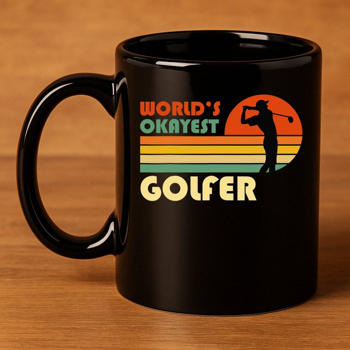 World's Okayest Golfer Funny Golf Retro 11oz C Handle Ceramic Mug