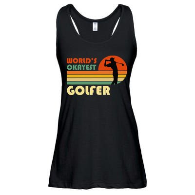 World's Okayest Golfer Funny Golf Retro Ladies Essential Flowy Tank